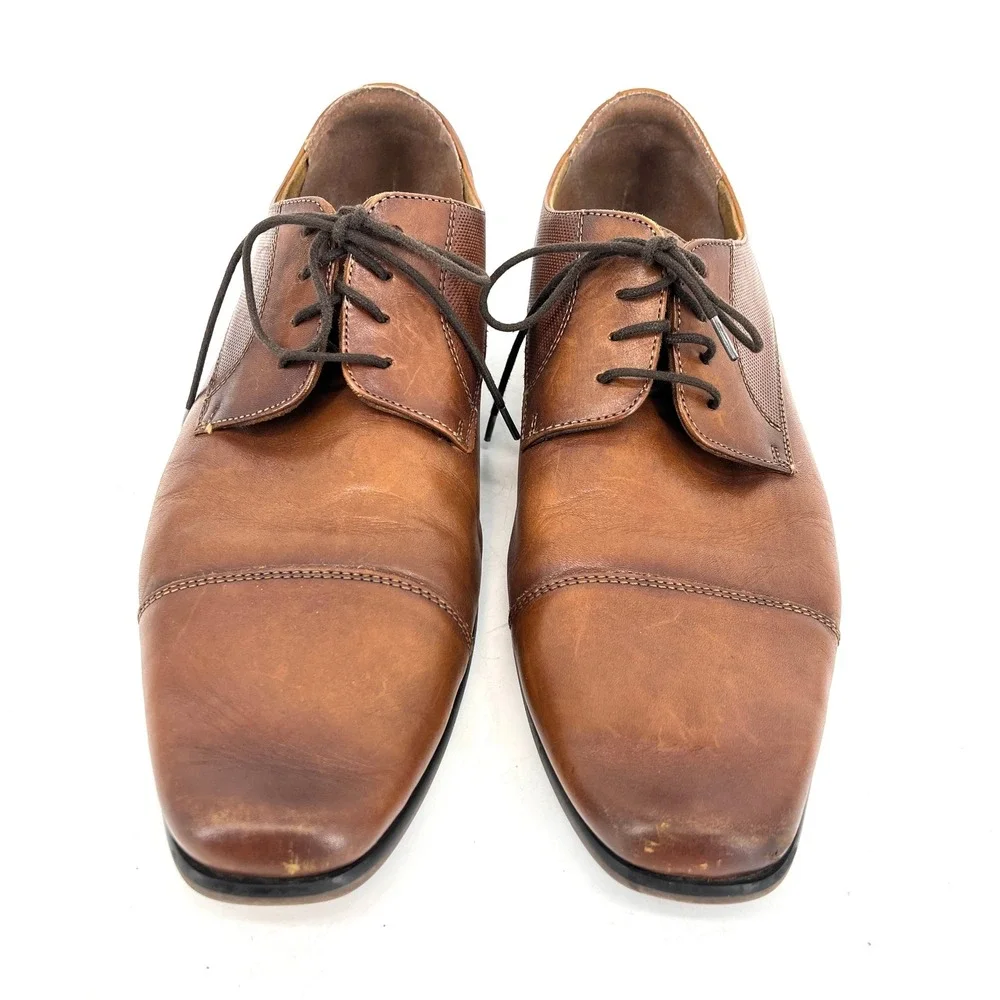 Florsheim Mens Leather Cap Toe Oxford Dress Shoes Brown Lace Up Sz 12M‎